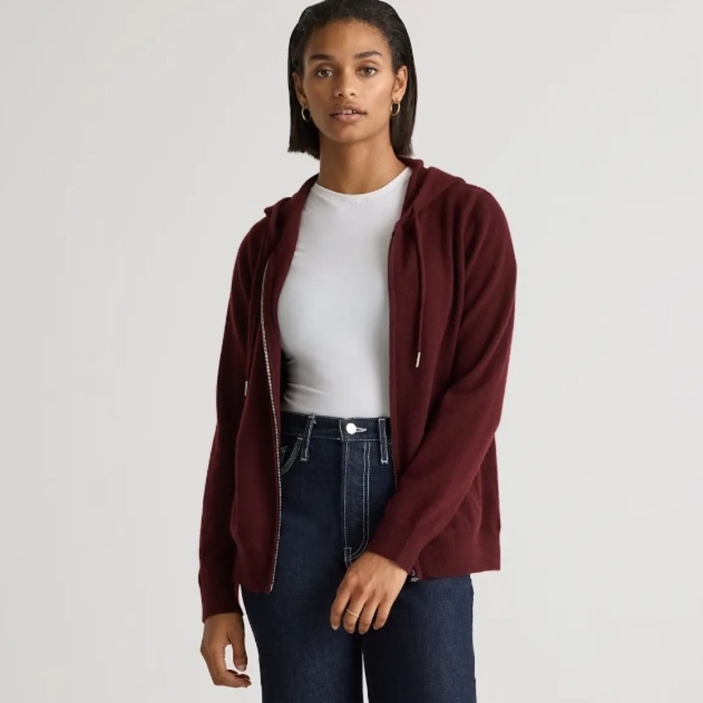 Quince Mongolian Cashmere Full-zip hoodie - rich burgandy - Picture 5 of 12